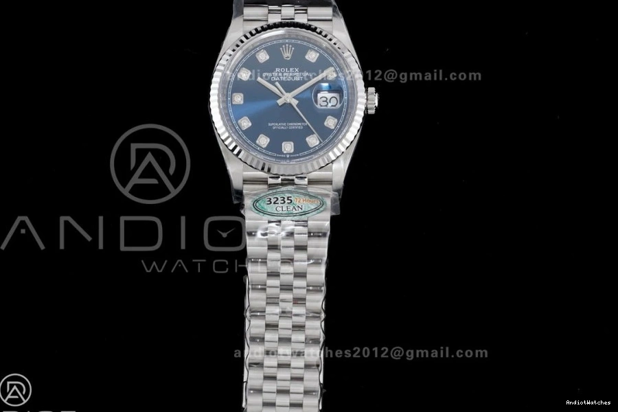 555 Jubilee SH Cozy Diamonds Blue Dial DateJust Clean Steel 126234 Best Edition 904L 1:1 on 36 Bracelet 0712